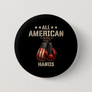 Chapa Redonda De 5 Cm Boxeo De Manos Americanas Bandera Patriótica De Lo