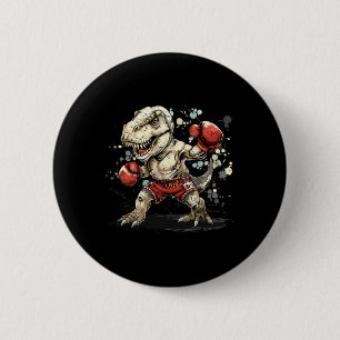Chapa Redonda De 5 Cm Boxeo Dinosaurio Boxeador T-rex Kickboxing Dino Bo