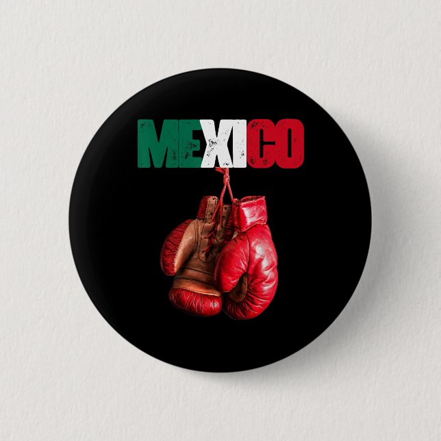 Chapa Redonda De 5 Cm Boxeo divertido - Amo Boxear México (Anverso)