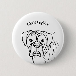 Chapa Redonda De 5 Cm Boxer caprichoso: Arte de líneas de texto editable