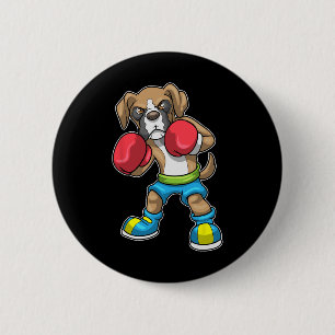 Chapa Redonda De 5 Cm Boxer De Boxer De Perro Boxeo De Guantes De Boxeo