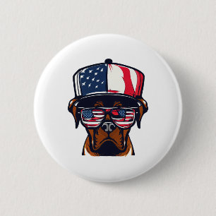 Chapa Redonda De 5 Cm Boxer Dog 4 de julio