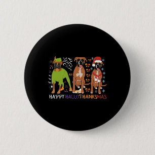 Chapa Redonda De 5 Cm Boxer Dog Happy Hallothanksmas Xmas Perro Lover
