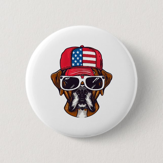 Chapa Redonda De 5 Cm Boxer Dog USA (Anverso)