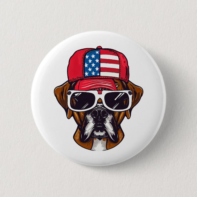 Chapa Redonda De 5 Cm Boxer Dog USA (Anverso)