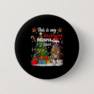 Chapa Redonda De 5 Cm Boxer Dog Xmas Tree Lights This is My Navidades Pa