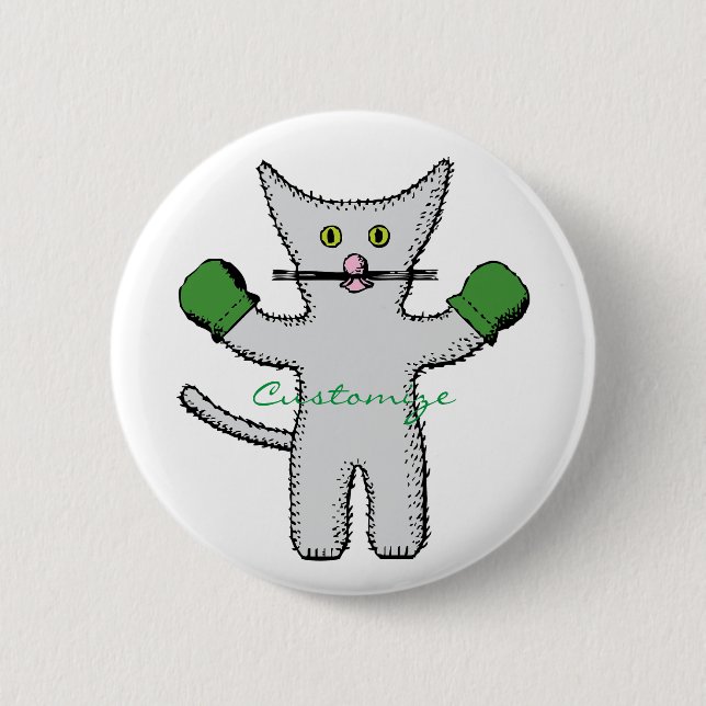 Chapa Redonda De 5 Cm Boxing Kitten con Mittens_Cove (Anverso)