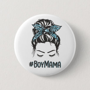 Chapa Redonda De 5 Cm Boy Mama Messy Bun Boy Mom Gifts