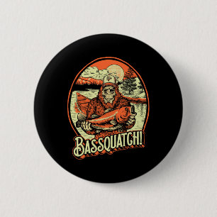 Chapa Redonda De 5 Cm ¡Bquatch! B Fisherman Sasquatch Funny Bigfoot Fish