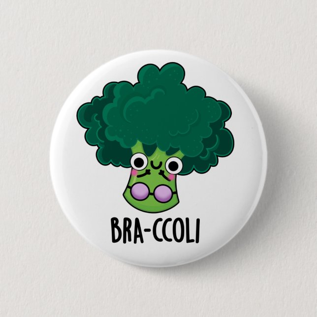 Chapa Redonda De 5 Cm Bra-ccoli Funny Veggie Broccoli Bra Pun (Anverso)
