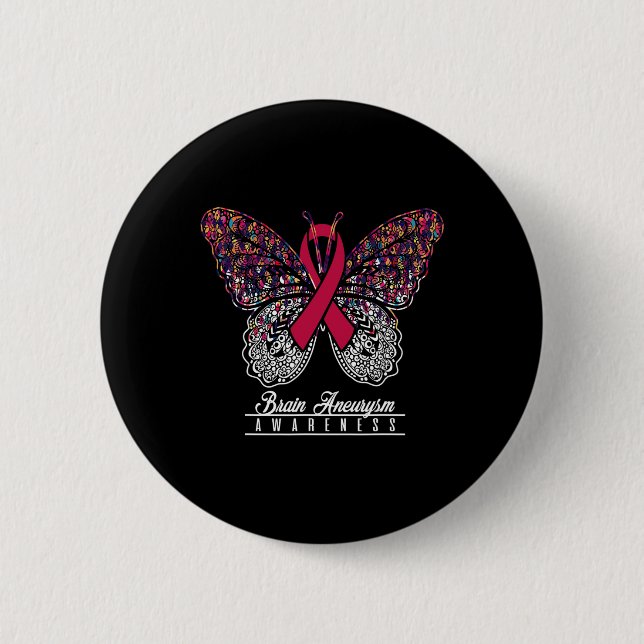 Chapa Redonda De 5 Cm Brain Aneurysm Awareness Butterfly Lovers Gifts  (Anverso)