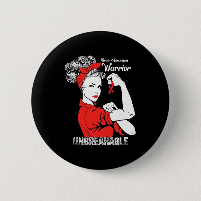 Chapa Redonda De 5 Cm Brain Aneurysm Awareness Strong Unbreakable Women  (Anverso)