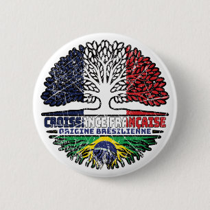 Chapa Redonda De 5 Cm Brasil: Bandera de árboles de Francia francesa