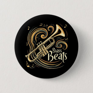 Chapa Redonda De 5 Cm Brass Beats Trumpet Player Groove