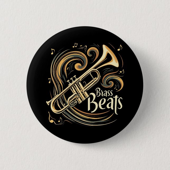 Chapa Redonda De 5 Cm Brass Beats Trumpet Player Groove (Anverso)