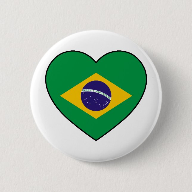 Chapa Redonda De 5 Cm Brazil Heart Soccer (Anverso)