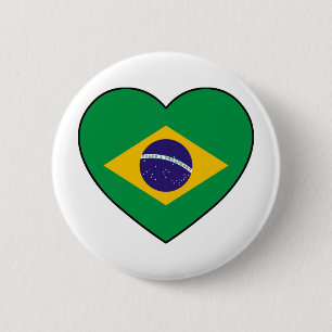 Chapa Redonda De 5 Cm Brazil Heart Soccer