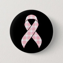 Chapa Redonda De 5 Cm Breast Cancer Awareness Plaid Pink Ribbon