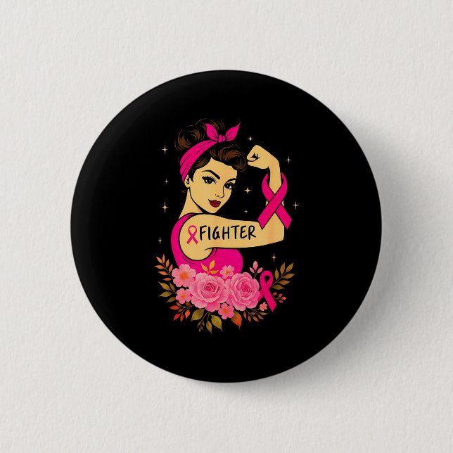 Chapa Redonda De 5 Cm Breast Cancer Survivor Rosie Riveter Nk Awareness  (Anverso)