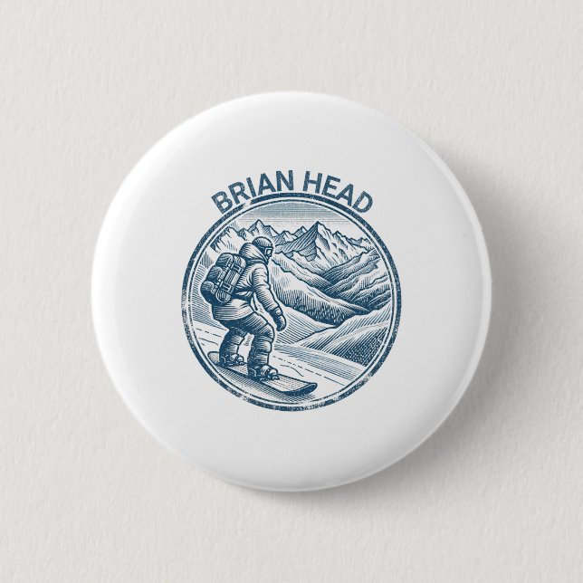 Chapa Redonda De 5 Cm Brian Head Utah Snowboarder Snowboarder (Anverso)