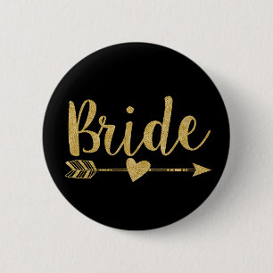 Chapa Redonda De 5 Cm Bride   Dorado de impresión Purpurina