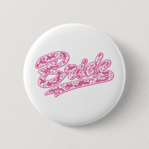 Chapa Redonda De 5 Cm Bride Pink Hibiscus