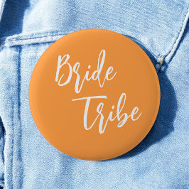Chapa Redonda De 5 Cm Bride Tribe Naranja Boda Blanca