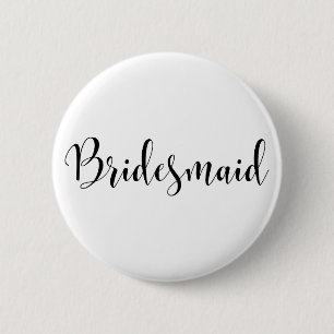 Chapa Redonda De 5 Cm Bridesmaid 2 Tipografía moderna de escritura negr