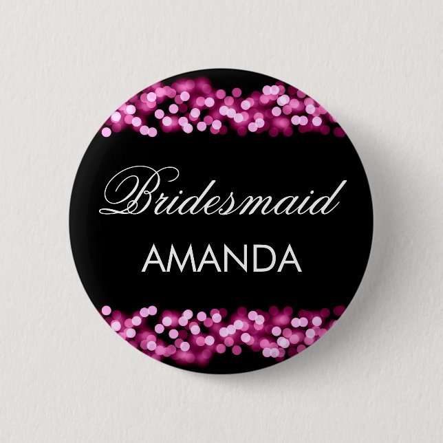 Chapa Redonda De 5 Cm Bridesmaid Favor Pink Hollywood Glam (Anverso)