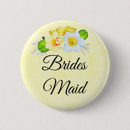 Chapa Redonda De 5 Cm Bridesmaid Flor Amarilla
