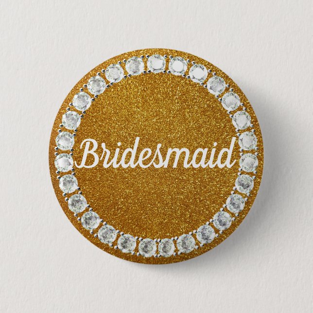 Chapa Redonda De 5 Cm Bridesmaid gold rhinestone bg (Anverso)
