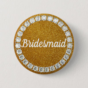 Chapa Redonda De 5 Cm Bridesmaid gold rhinestone bg