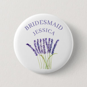 Chapa Redonda De 5 Cm Bridesmaid Lavender Herb acuarela color púrpura fl