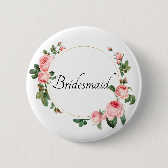 Chapa Redonda De 5 Cm Bridesmaid rosa rosa rubio (Anverso)