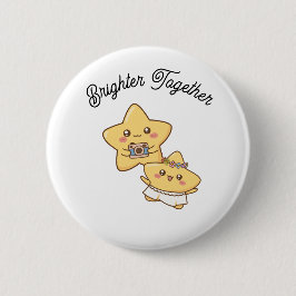 Chapa Redonda De 5 Cm Brighter Together – Cute Couple Button Gift
