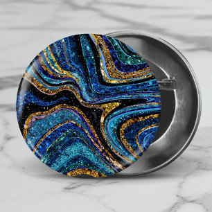 Chapa Redonda De 5 Cm Brillo Glam Glitter arte mármol femenino azul