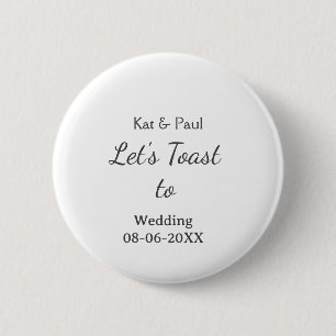 Chapa Redonda De 5 Cm Brindemos por la boda nombre fecha simple pareja