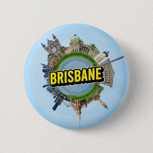 Chapa Redonda De 5 Cm Brisbane pequeño planeta insignia arquitectura