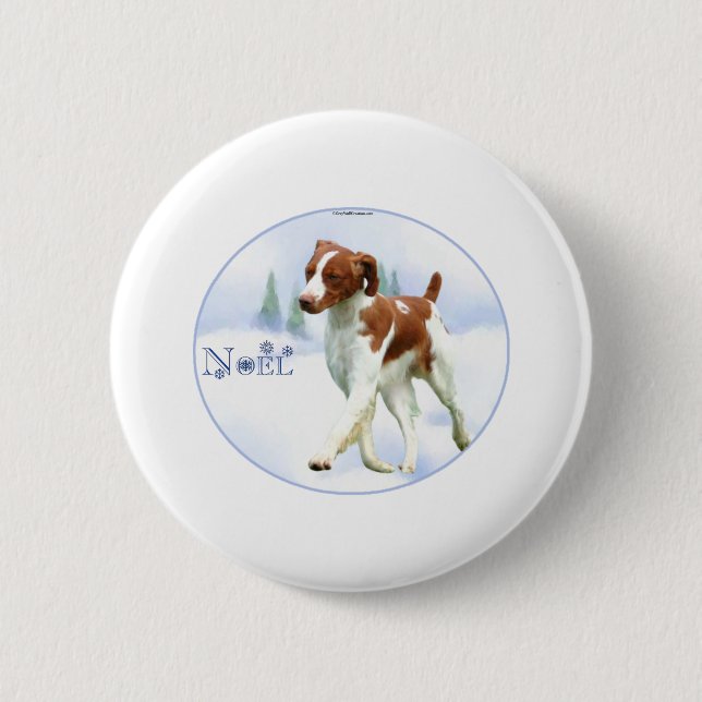 Chapa Redonda De 5 Cm Brittany Spaniel Noel (Anverso)