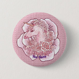 Chapa Redonda De 5 Cm Broche de Dama Unicornio