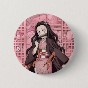 Chapa Redonda De 5 Cm Broche de Nezuko Kamado del anime Demon Slayer.