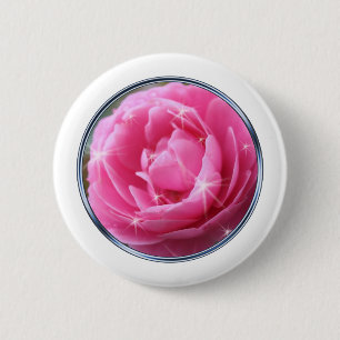 Chapa Redonda De 5 Cm broche de rosa rosa