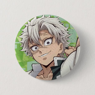 Chapa Redonda De 5 Cm Broche de Sanemi Shinazugawa de Demon Slayer
