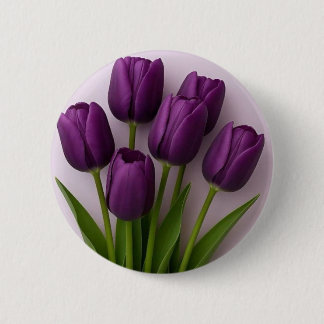 Chapa Redonda De 5 Cm Broche de tulipán púrpura