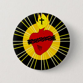 Chapa Redonda De 5 Cm Broche do Sagrado Coração de Jesus