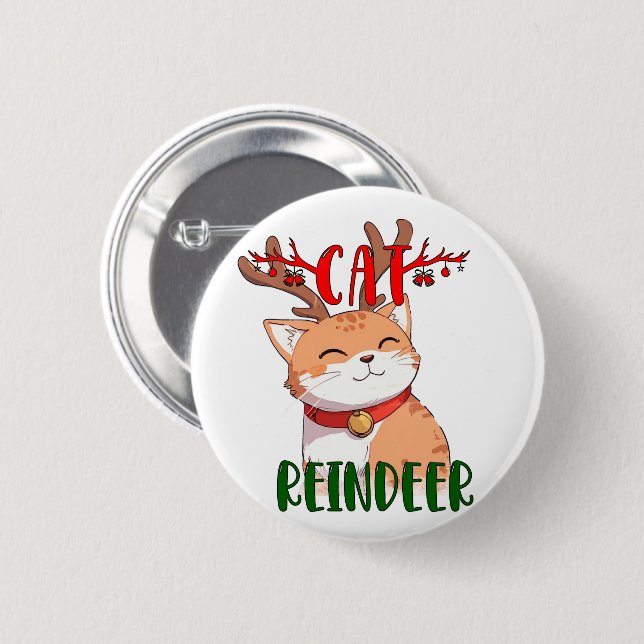 CHAPA REDONDA DE 5 CM BROCHE NAVIDEÑO GATO (Anverso y reverso)