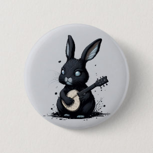 Chapa Redonda De 5 Cm broche rabbi bunny guitar hobby divertido