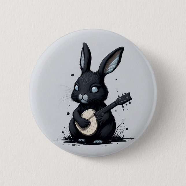 Chapa Redonda De 5 Cm broche rabbi bunny guitar hobby divertido (Anverso)