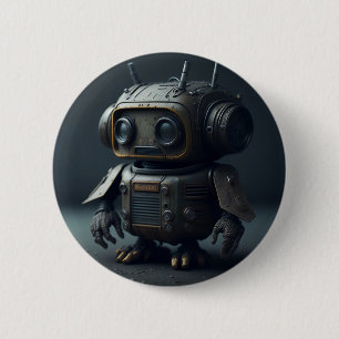 Chapa Redonda De 5 Cm broche robot viejo 3d