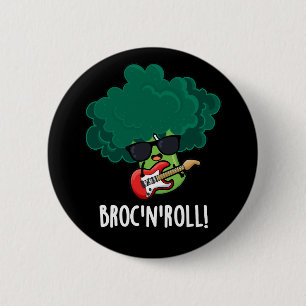 Chapa Redonda De 5 Cm Brock Y Roll Funny Veggie Broccoli Pun Dark BG